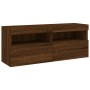 Wall-mounted TV cabinet with LED lights brown oak 100x30x40 cm by , TV Furniture - Ref: Foro24-837217, Price: 58,99 €, Discou...