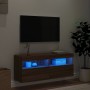 Wall-mounted TV cabinet with LED lights brown oak 100x30x40 cm by , TV Furniture - Ref: Foro24-837217, Price: 58,99 €, Discou...