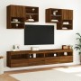 Wall-mounted TV cabinet with LED lights brown oak 100x30x40 cm by , TV Furniture - Ref: Foro24-837217, Price: 58,99 €, Discou...