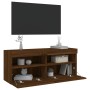 Wall-mounted TV cabinet with LED lights brown oak 100x30x40 cm by , TV Furniture - Ref: Foro24-837217, Price: 58,99 €, Discou...