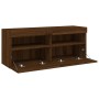 Wall-mounted TV cabinet with LED lights brown oak 100x30x40 cm by , TV Furniture - Ref: Foro24-837217, Price: 58,99 €, Discou...