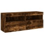 Wall-mounted TV cabinet with LED lights smoked oak 100x30x40 cm by , TV Furniture - Ref: Foro24-837215, Price: 57,85 €, Disco...