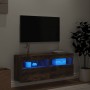 Wandmontierter TV-Schrank mit LED-Leuchten, geräucherte Eiche, 100 x 30 x 40 cm von , TV-Möbel - Ref: Foro24-837215, Preis: 5...