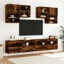 Wall-mounted TV cabinet with LED lights smoked oak 100x30x40 cm by , TV Furniture - Ref: Foro24-837215, Price: 57,85 €, Disco...