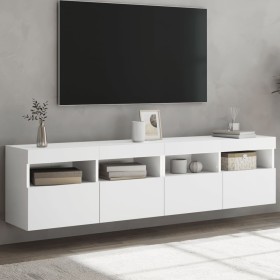 Wall TV cabinets with LED lights 2 pcs white 80x30x40 cm by , TV Furniture - Ref: Foro24-837198, Price: 117,02 €, Discount: %