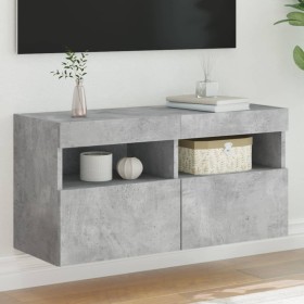 Wall-mounted TV cabinet with LED lights concrete gray 80x30x40 cm by , TV Furniture - Ref: Foro24-837203, Price: 58,88 €, Dis...