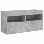 Wall-mounted TV cabinet with LED lights concrete gray 80x30x40 cm by , TV Furniture - Ref: Foro24-837203, Price: 60,26 €, Dis...