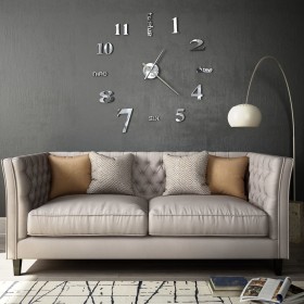 Modern design 3D wall clock 100 cm XXL silver by vidaXL, Wall clocks - Ref: Foro24-50636, Price: 17,99 €, Discount: %