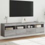 Muebles TV de pared con luces LED 2 uds gris Sonoma 80x30x40 cm de , Muebles TV - Ref: Foro24-837208, Precio: 95,49 €, Descue...