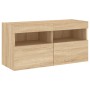 Wall-mounted TV cabinet with LED lights Sonoma oak 80x30x40 cm by , TV Furniture - Ref: Foro24-837201, Price: 58,30 €, Discou...