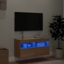 Wall-mounted TV cabinet with LED lights Sonoma oak 80x30x40 cm by , TV Furniture - Ref: Foro24-837201, Price: 58,30 €, Discou...