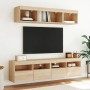 Wall-mounted TV cabinet with LED lights Sonoma oak 80x30x40 cm by , TV Furniture - Ref: Foro24-837201, Price: 58,30 €, Discou...