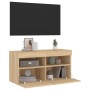 Wall-mounted TV cabinet with LED lights Sonoma oak 80x30x40 cm by , TV Furniture - Ref: Foro24-837201, Price: 58,30 €, Discou...