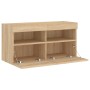 Wall-mounted TV cabinet with LED lights Sonoma oak 80x30x40 cm by , TV Furniture - Ref: Foro24-837201, Price: 58,30 €, Discou...