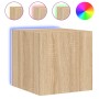 Wandmontierter TV-Schrank mit LED-Leuchten Sonoma-Eiche 30,5x35x30 cm von , TV-Möbel - Ref: Foro24-837222, Preis: 34,91 €, Ra...