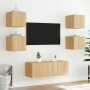 Wall-mounted TV cabinet with LED lights Sonoma oak 30.5x35x30 cm by , TV Furniture - Ref: Foro24-837222, Price: 34,91 €, Disc...