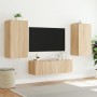 Wall-mounted TV cabinet with LED lights Sonoma oak 40.5x35x80 cm by , TV Furniture - Ref: Foro24-837262, Price: 59,50 €, Disc...