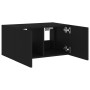 Wall-mounted TV cabinet with LED lights black 60x35x31 cm by , TV Furniture - Ref: Foro24-837269, Price: 48,99 €, Discount: %