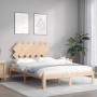 Double bed frame with solid wood headboard by , Beds and slatted bases - Ref: Foro24-3193696, Price: 109,60 €, Discount: %