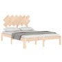 Double bed frame with solid wood headboard by , Beds and slatted bases - Ref: Foro24-3193696, Price: 109,60 €, Discount: %