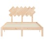 Double bed frame with solid wood headboard by , Beds and slatted bases - Ref: Foro24-3193696, Price: 109,60 €, Discount: %