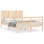 Double bed frame with solid wood headboard by , Beds and slatted bases - Ref: Foro24-3194741, Price: 153,20 €, Discount: %