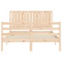 Double bed frame with solid wood headboard by , Beds and slatted bases - Ref: Foro24-3194741, Price: 153,20 €, Discount: %