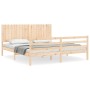 Estructura de cama de matrimonio con cabecero madera maciza de , Camas y somieres - Ref: Foro24-3194781, Precio: 189,62 €, De...