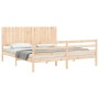 Estructura de cama de matrimonio con cabecero madera maciza de , Camas y somieres - Ref: Foro24-3194781, Precio: 189,62 €, De...