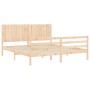 Double bed frame with solid wood headboard by , Beds and slatted bases - Ref: Foro24-3194781, Price: 174,99 €, Discount: %