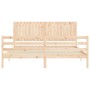 Double bed frame with solid wood headboard by , Beds and slatted bases - Ref: Foro24-3194781, Price: 174,99 €, Discount: %