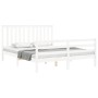 Estructura de cama matrimonio con cabecero madera maciza blanco de , Camas y somieres - Ref: Foro24-3194252, Precio: 166,17 €...