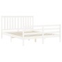 Estructura de cama matrimonio con cabecero madera maciza blanco de , Camas y somieres - Ref: Foro24-3194252, Precio: 166,17 €...