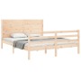 Bed frame with solid wood headboard 160x200 cm by , Beds and slatted bases - Ref: Foro24-3194646, Price: 177,37 €, Discount: %