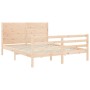 Bed frame with solid wood headboard 160x200 cm by , Beds and slatted bases - Ref: Foro24-3194646, Price: 177,37 €, Discount: %