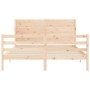 Bed frame with solid wood headboard 160x200 cm by , Beds and slatted bases - Ref: Foro24-3194646, Price: 177,37 €, Discount: %