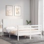 White solid wood bed frame with headboard 140x190 cm by , Beds and slatted bases - Ref: Foro24-3194487, Price: 170,54 €, Disc...