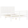 White solid wood bed frame with headboard 140x190 cm by , Beds and slatted bases - Ref: Foro24-3194487, Price: 170,54 €, Disc...