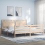 Estructura de cama de matrimonio con cabecero madera maciza de , Camas y somieres - Ref: Foro24-3194066, Precio: 170,99 €, De...