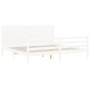 Double bed frame with white solid wood headboard by , Beds and slatted bases - Ref: Foro24-3194652, Price: 211,64 €, Discount: %