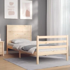 Einzelbettgestell mit Kopfteil aus Massivholz von , Betten und Lattenroste - Ref: Foro24-3194596, Preis: 110,07 €, Rabatt: %