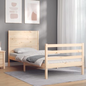 Estructura de cama individual con cabecero madera maciza de , Camas y somieres - Ref: Foro24-3194596, Precio: 118,99 €, Descu...