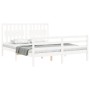 Estructura de cama matrimonio con cabecero madera maciza blanco de , Camas y somieres - Ref: Foro24-3194317, Precio: 160,74 €...