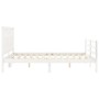 Double bed frame with white solid wood headboard by , Beds and slatted bases - Ref: Foro24-3194317, Price: 161,37 €, Discount: %