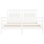 Double bed frame with white solid wood headboard by , Beds and slatted bases - Ref: Foro24-3194317, Price: 161,37 €, Discount: %