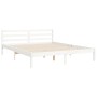 Double bed frame with white solid wood headboard by , Beds and slatted bases - Ref: Foro24-3194317, Price: 161,37 €, Discount: %