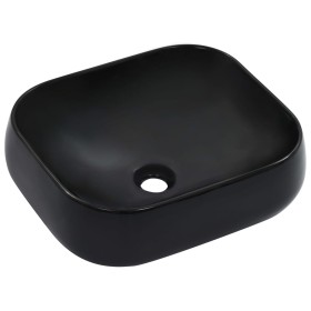 Lavabo 44,5x39,5x14,5 cm cerámica negro de vidaXL, Lavabos - Ref: Foro24-143906, Precio: 71,32 €, Descuento: %