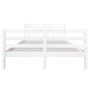 Estructura de cama doble de madera maciza blanco 135x190 cm de , Camas y somieres - Ref: Foro24-3100630, Precio: 161,20 €, De...