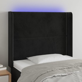 Cabecero con LED de terciopelo negro 83x16x118/128 cm de , Cabeceros y pies de cama - Ref: Foro24-3123940, Precio: 90,99 €, D...