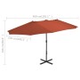 Sombrilla de jardín con palo de aluminio 460x270 cm terracota de vidaXL, Sombrillas - Ref: Foro24-44872, Precio: 154,80 €, De...